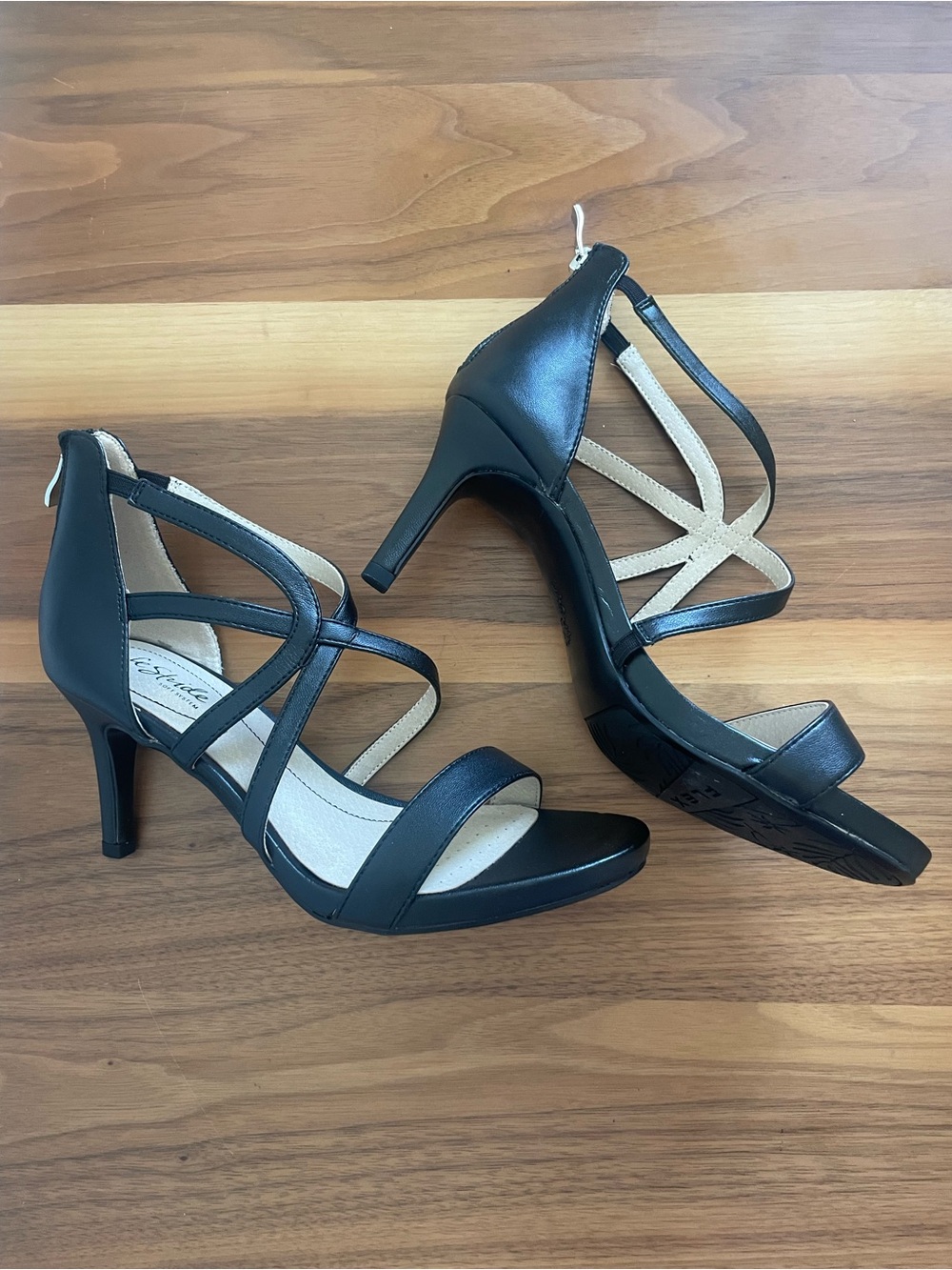 Life Stride Black Strappy Mid-Heel Sandals